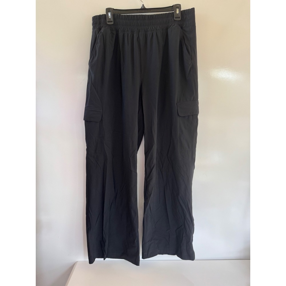 Old Navy SleekTech Go-Dry Cargo Pants Black Wide Leg Athletic Trousers Large